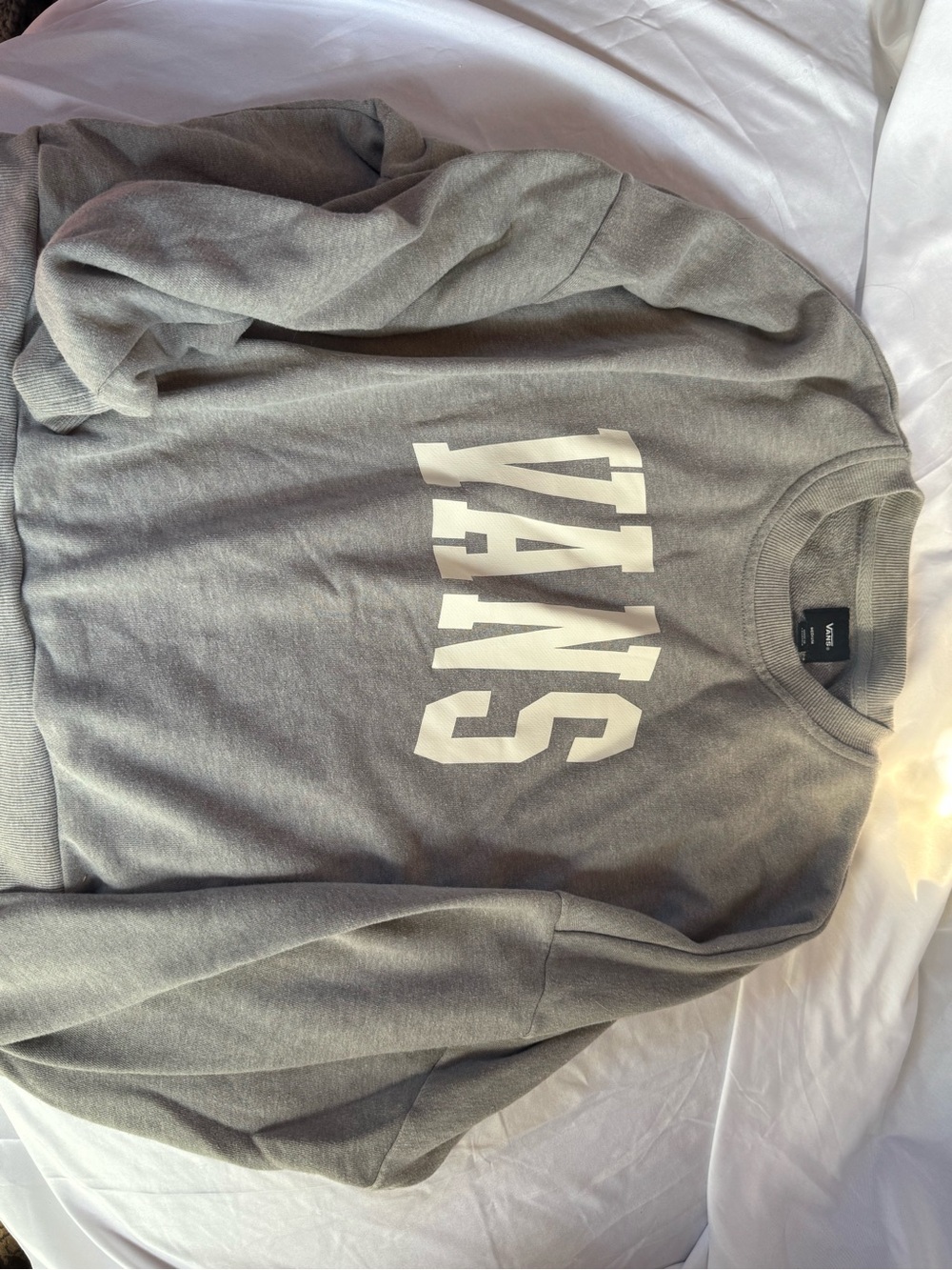 Vans Gray Sweatshirt with White Bold Logo